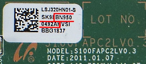 Samsung T Con BN95 label